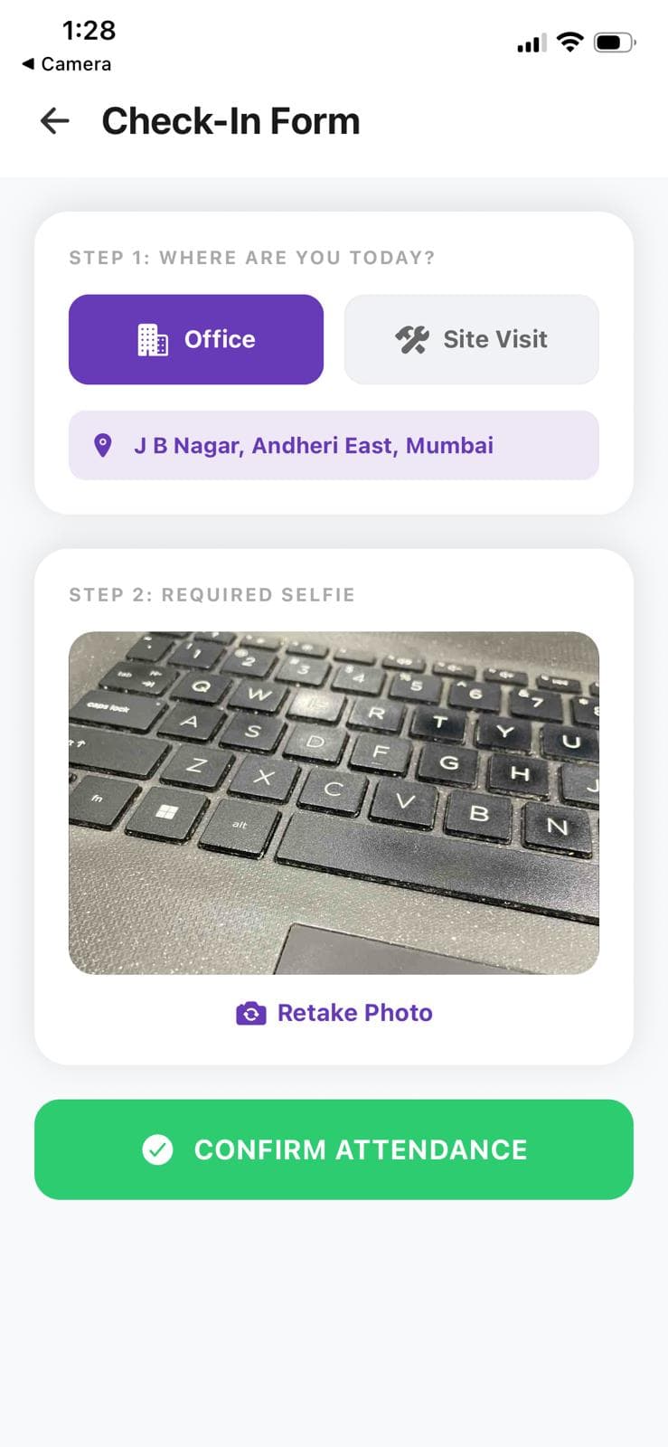 TeamSynk App showing Geofenced Check-ins & GPS Tracking
